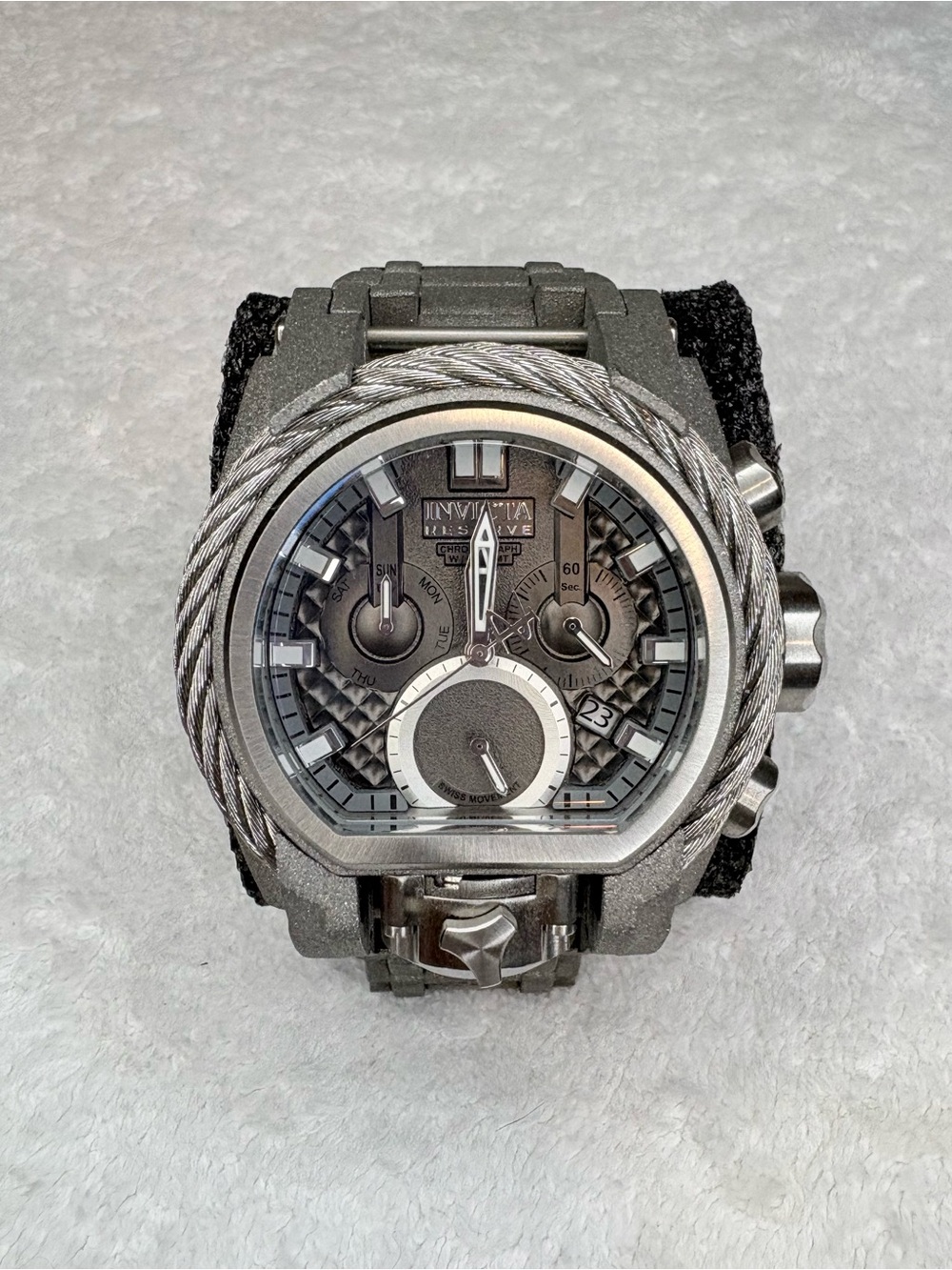 Invicta Reserve Bolt Zeus Swiss Chronograph Sandblasted Gunmetal Watch